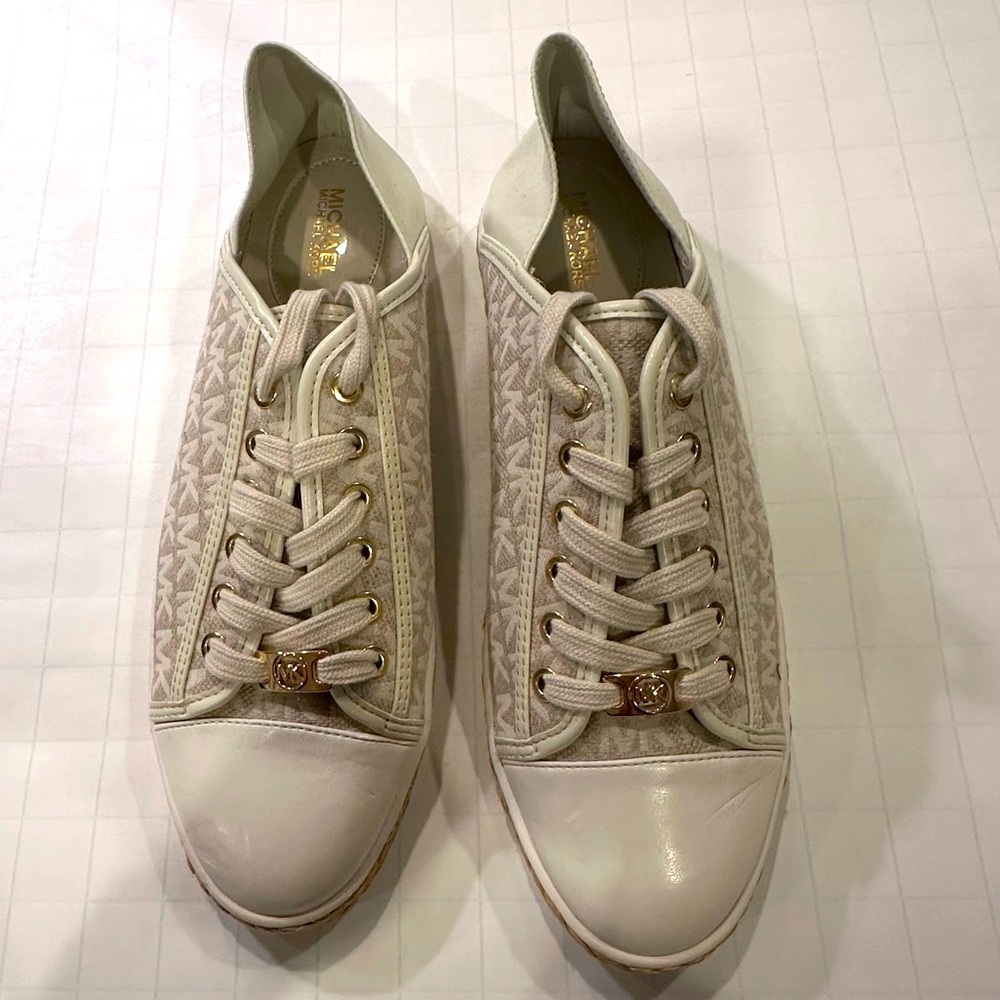 MICHAEL KORS Signature Jacquard Kristy Espadrille Sneakers Vanilla US Size 10 M